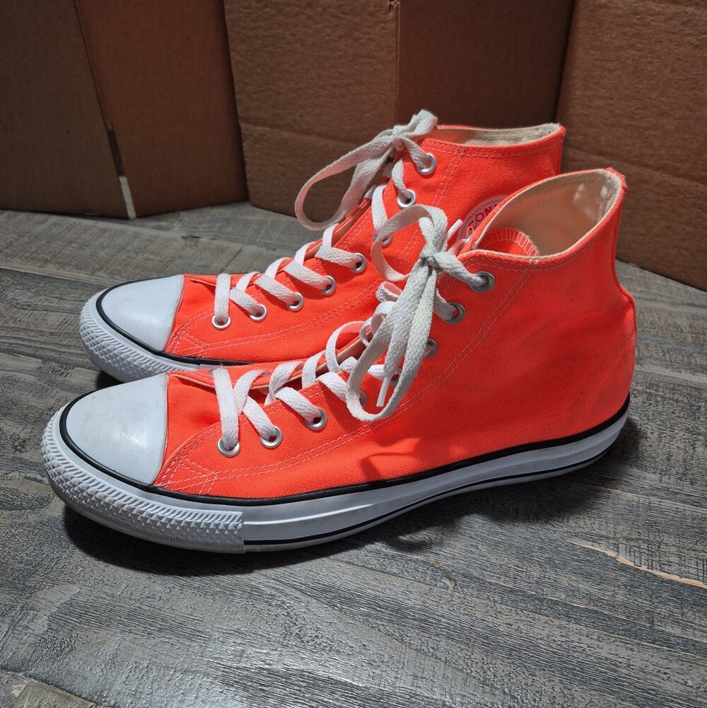Converse Sneakers Mens 11 Womens 13 Chuck Taylor All Star Hi Neon Orange Shoes